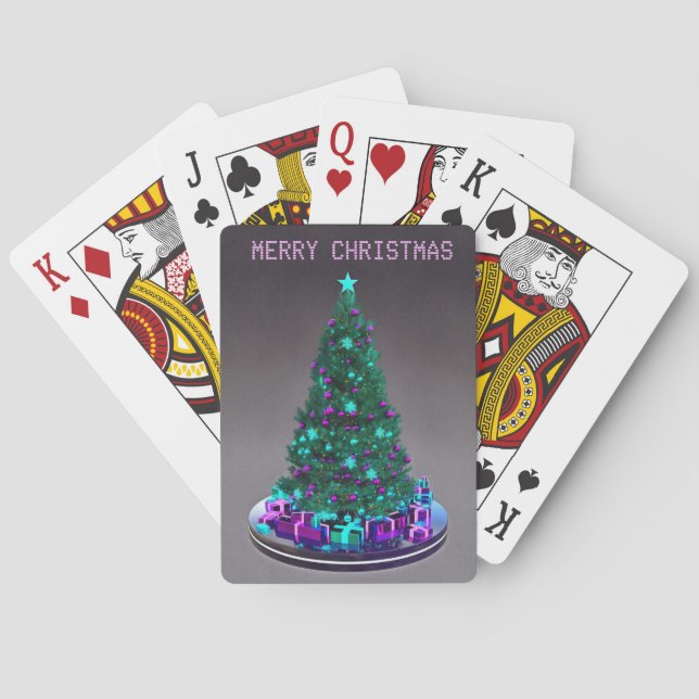 Feliz Navidad. Árbol con regalos. Cartas de juego (Reverso)