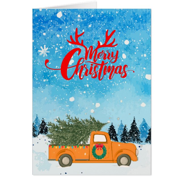 Feliz Navidad! Árbol de navidad del viejo camión d (Frente)