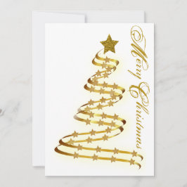 Feliz Navidad Árbol Dorado Estrellas Abstracto Esq