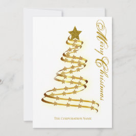 Feliz Navidad Árbol Dorado Estrellas Abstracto Esq