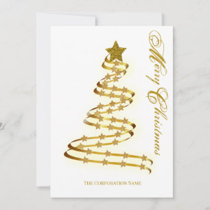 Feliz Navidad Árbol Dorado Estrellas Abstracto Esq