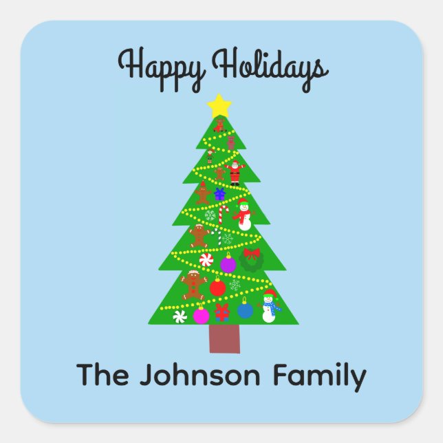 Feliz Navidad Árbol Pegatinas #1 (Anverso)