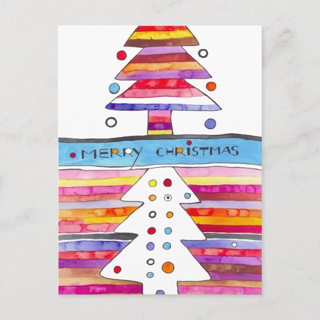 Feliz Navidad Árboles contemporáneos (Anverso)