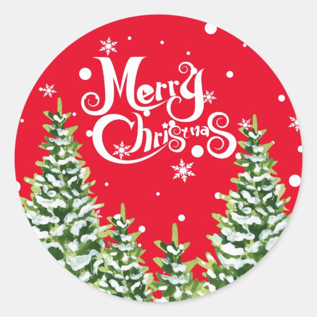 Feliz Navidad Árboles de nieve Pegatina Navidad (Anverso)