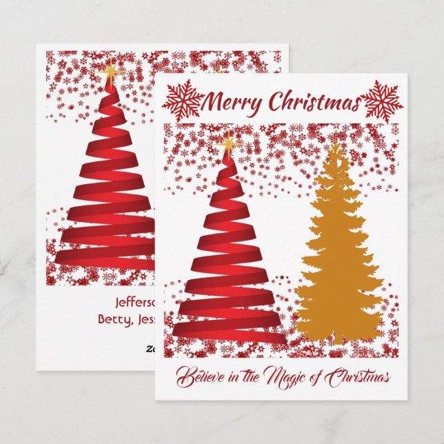 Feliz Navidad Árboles Rojos y Dorados Vacaciones b (Anverso / Reverso)