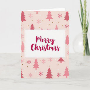 Feliz Navidad Árboles Rosa Tarjeta de Vacaciones M