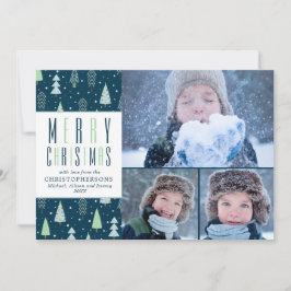 FELIZ NAVIDAD Árboles verdes azules 3 fotos