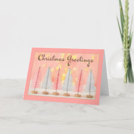 Feliz Navidad Árboles Vintage Rosa y Blanco