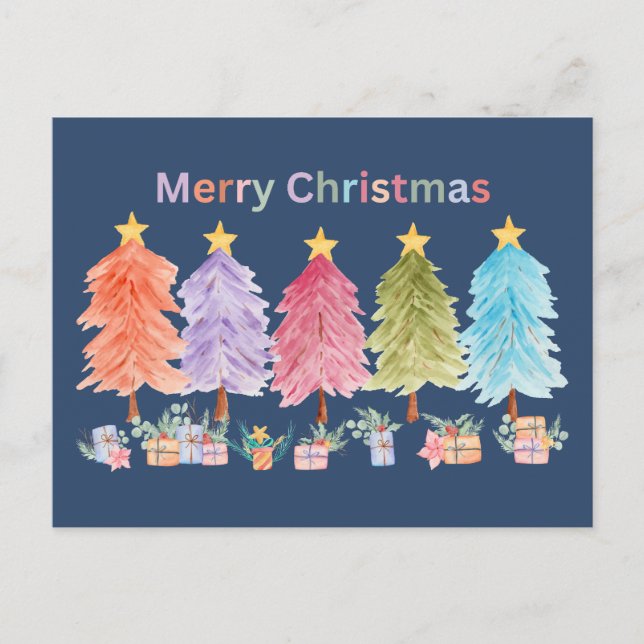 Feliz Navidad Árboles y regalos (Anverso)