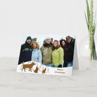 Feliz Navidad Árboles y un perro dos gatos