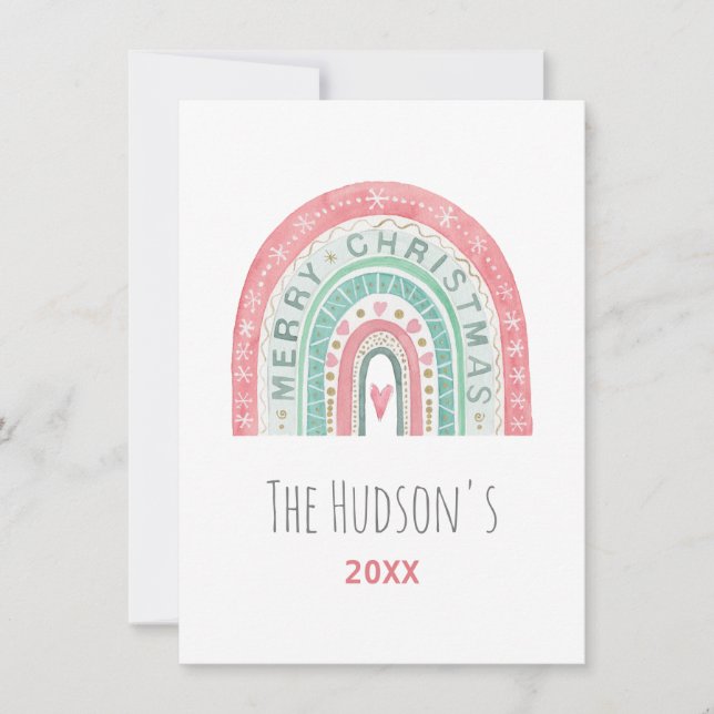 Feliz Navidad Arcoiris FAMILIA NOMBRE Watercolor A (Anverso)