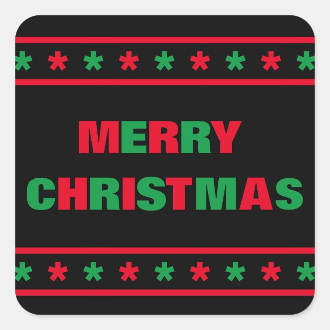 Feliz Navidad Arcoíris - Pegatina Cuadrada (Anverso)