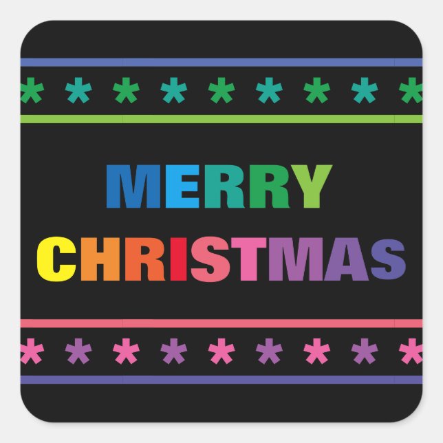 Feliz Navidad Arcoíris - Pegatina Cuadrada (Anverso)