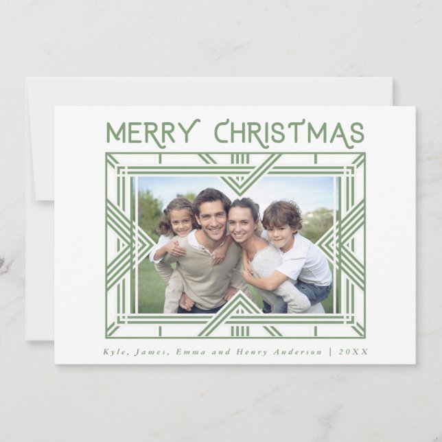 Feliz Navidad Art Decó Marco fotográfico Verde (Anverso)