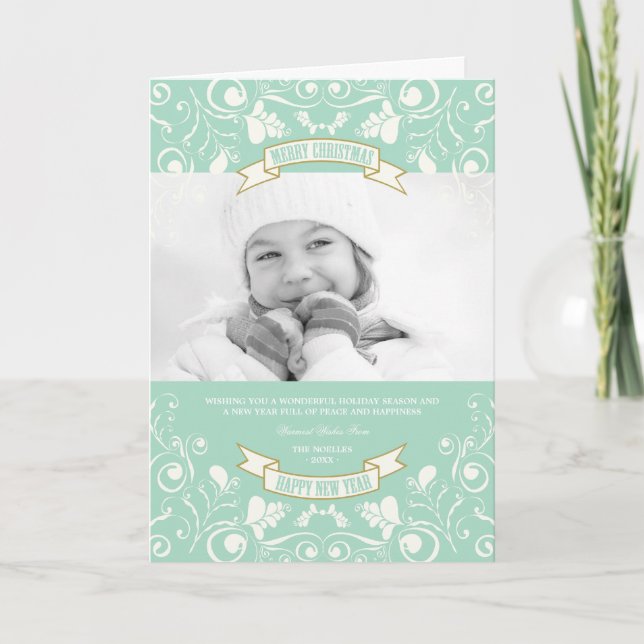 Feliz Navidad Art Nouveau Floral Flourist Foto (Anverso)