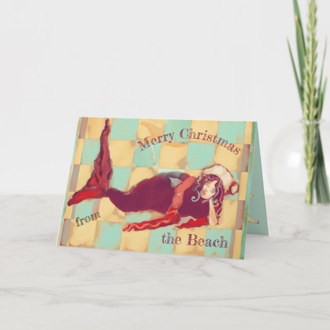 Feliz Navidad Artsy Beach Mermaid Santa (Anverso)