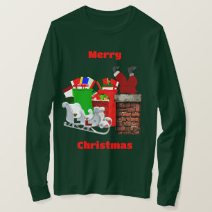 Feliz Navidad Atrapado Santa Long Sleeve Camiseta