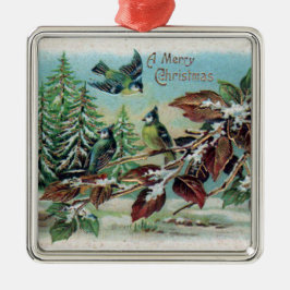 Feliz Navidad Aves Vintage Ornamento cerámico