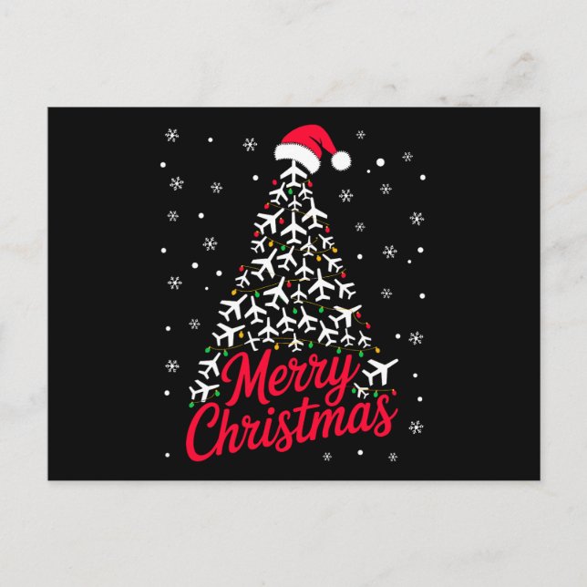 Feliz Navidad Avión Árbol Gorro de Santa Copos de  (Anverso)