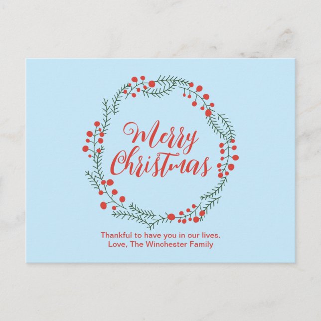 Feliz Navidad azul pálido guión rojo escritura rús (Anverso)