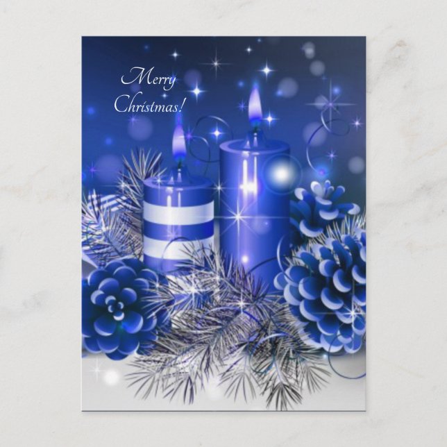 Feliz Navidad azules, velas (Anverso)