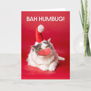 Feliz Navidad Bah Humbug Gato con Mascarilla