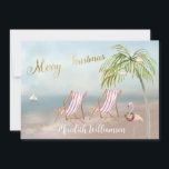 Feliz Navidad Beach Flamingo Presupuesto<br><div class="desc">Feliz Navidad en esta preciosa playa de Watercolor - escena tranquila y suave con dos tumbonas - flamencos amistosos con una hermosa corona - Palmera con algunos adornos. También disponible en diferentes pesos de papel: su selección. Cualquier pregunta de diseño sólo envía un correo electrónico a charmdesignstudio@rcn.com y nos complacerá...</div>