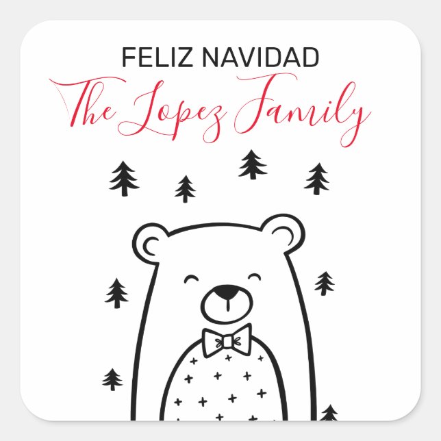 Feliz Navidad Bear pegatinas navideñas (Anverso)