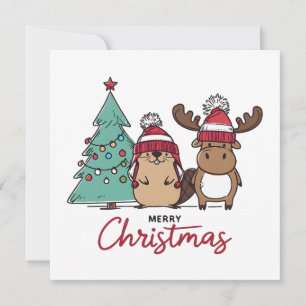 Feliz Navidad Beaver Y Moose