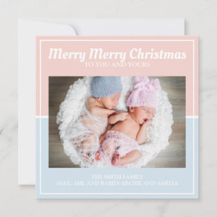 Feliz Navidad Bebé Azul Rosa Niño Niña Gemelos