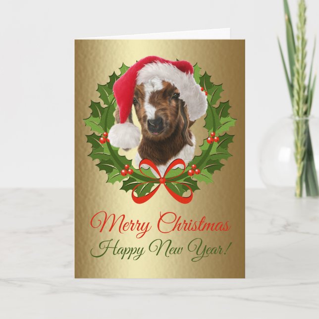 Feliz Navidad Bebé Boer Petróleo de Cabra Pintura (Anverso)