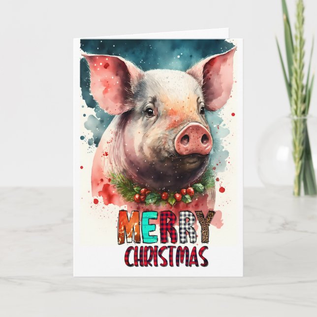 Feliz Navidad bebé Tarjeta de CERDO (Anverso)