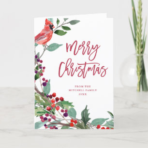 Feliz Navidad Berries La vegetación y el pájaro