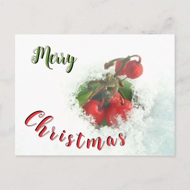 Feliz Navidad, Berries rojos de la postal de nieve (Anverso)