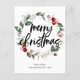 Feliz Navidad Berry Leaves Wreath