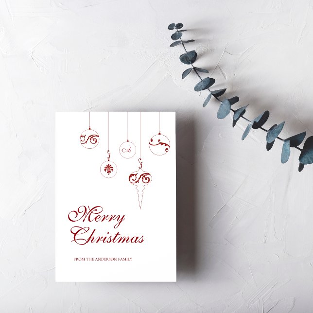 Feliz Navidad Berry Red Monograma Bauble (Subido por el creador)