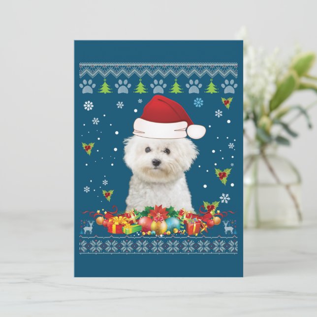 Feliz Navidad Bichons Frise Dog Ugly Sweater (Anverso de pie)