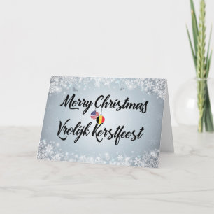 Feliz Navidad Bilingüe Tarjeta Belga Estadounidens