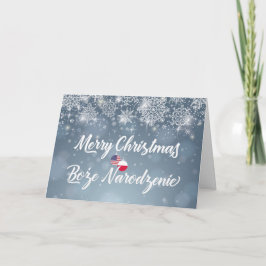 Feliz Navidad Bilingüe tarjeta polaca-estadouniden