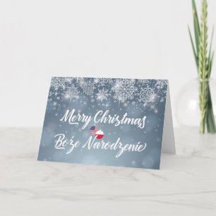 Feliz Navidad Bilingüe tarjeta polaca-estadouniden