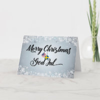 Feliz Navidad Bilingüe tarjeta sueca norteamerican