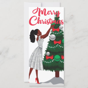 Feliz Navidad Black African American Women Card