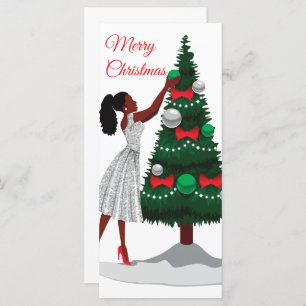 Feliz Navidad Black African American Women Card
