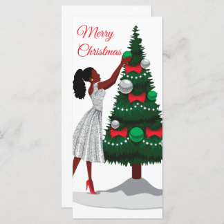 Feliz Navidad Black African American Women Card