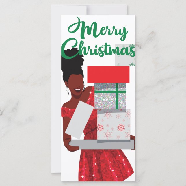 Feliz Navidad Black African American Women Card (Anverso)