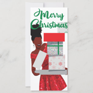 Feliz Navidad Black African American Women Card