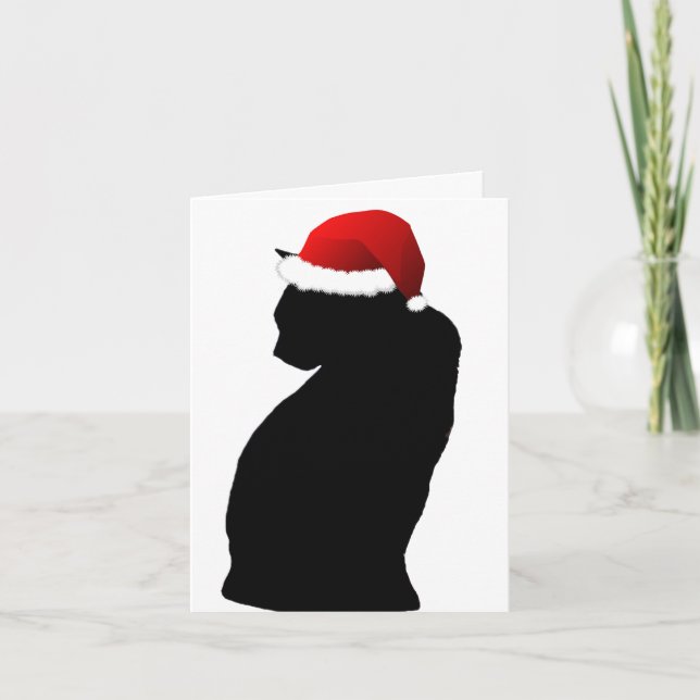 Feliz Navidad Black Cat Santa Cards (Anverso)