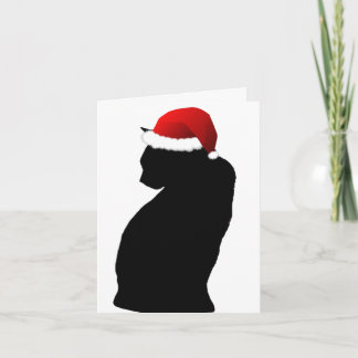 Feliz Navidad Black Cat Santa Cards