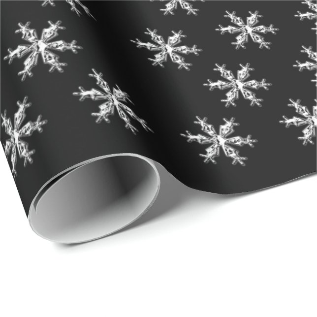 Feliz Navidad Black Snowflakes Papel envuelto (Esquina del rollo)