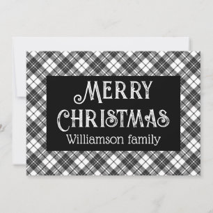 Feliz Navidad Black White Tartan